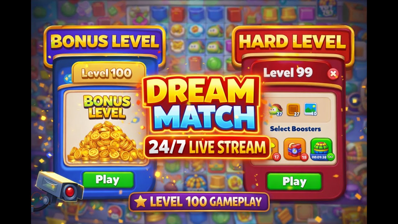 Dream Match 24/7 LIVE | Level 100 Bonus Level Gameplay | Hard Level 99 Puzzle Game