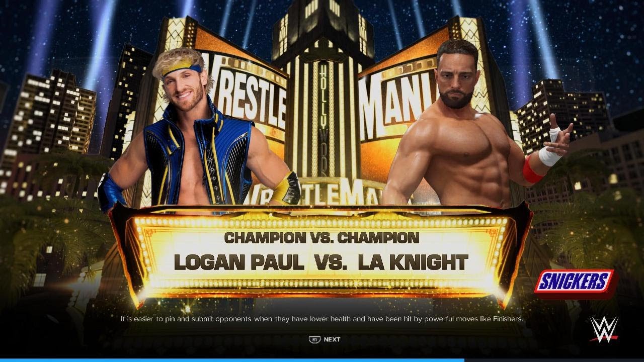 LA Knight Vs Logan Paul - Undisputed US Championship - WrestleMania Night 1
