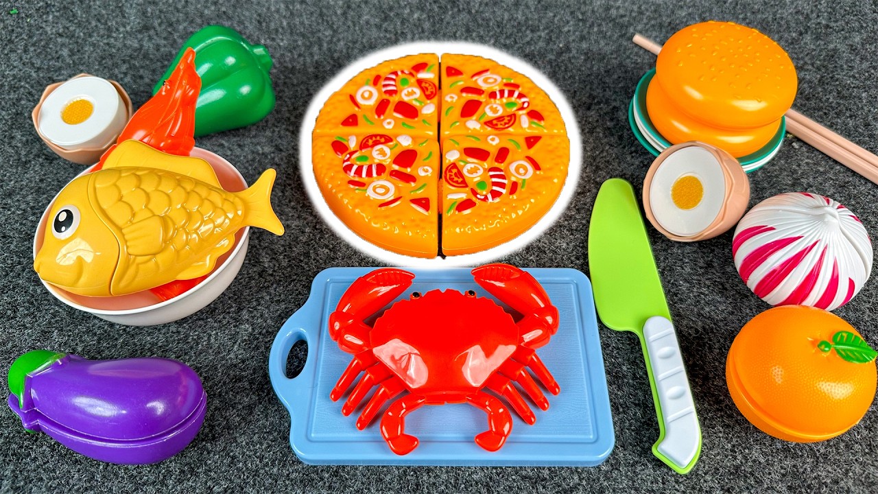 TOY SEAFOOD PARTY! 🦀 Pizza & Burger Cooking | おままごと シーフードパーティー
