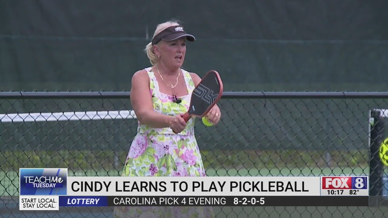 FOX8's Cindy Farmer learns how to play pickleball