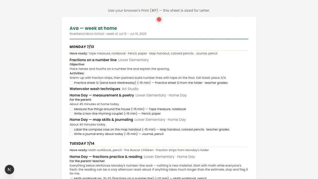 How to print your week as a take-along checklist | Pearspark in 60 seconds