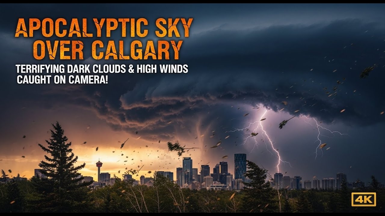 Apocalyptic Sky Over Calgary: Terrifying Dark Clouds & High Winds Caught on Camera! 4K