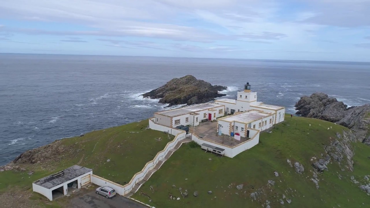 Strathy Point Lighthouse Drone 4K FF 18th July 2018