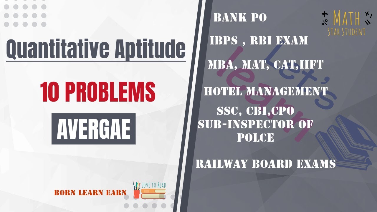 Average | 10 problems on Average | Quantitative Aptitude | Competitive exam