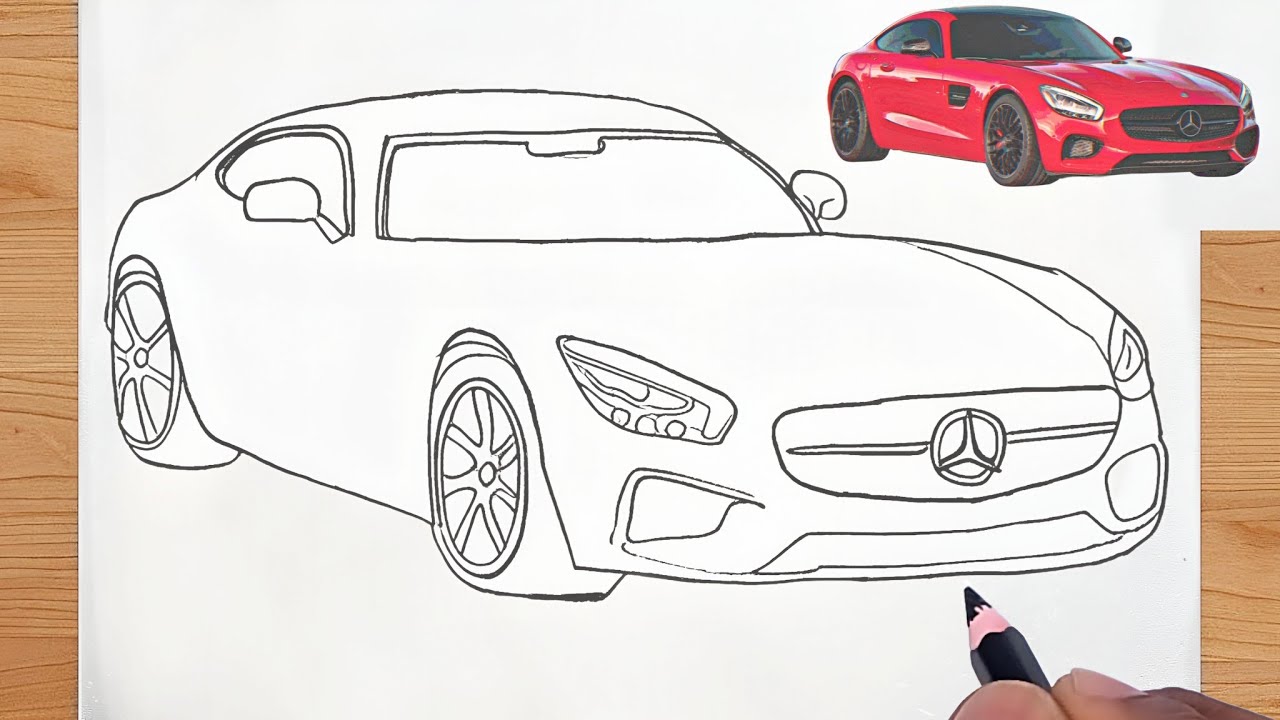 How to Draw a Mercedes-AMG GT Step by Step | Car Drawing Tutorial
