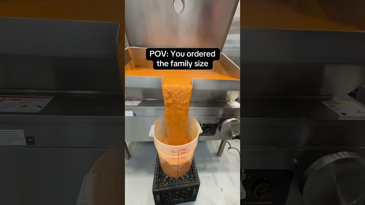 We use a tilt skillet to make our small batch fresh soup. You should see our super sized portion lol