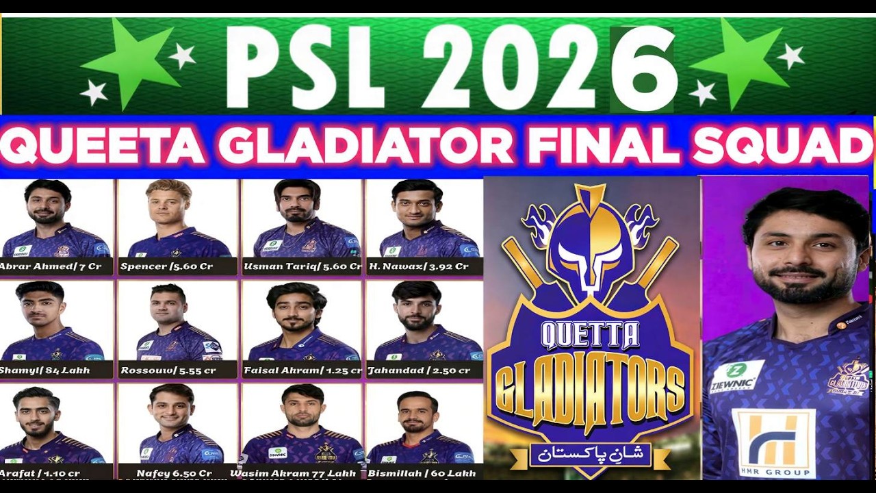 PSL 2026 Quetta Gladiators Final Squad | Complete Team Squad & Players List | QG Full Team 2026