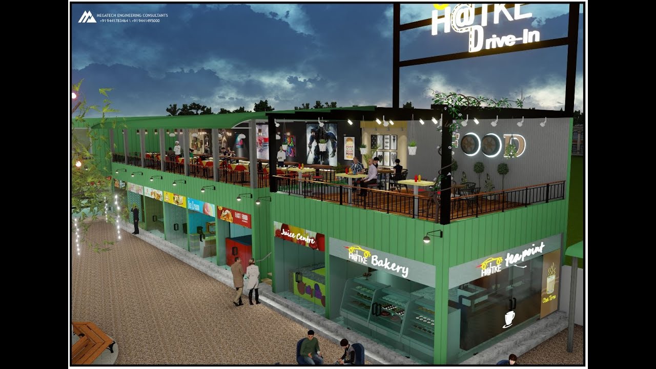 3D walk-through project- Drive-in Food Court