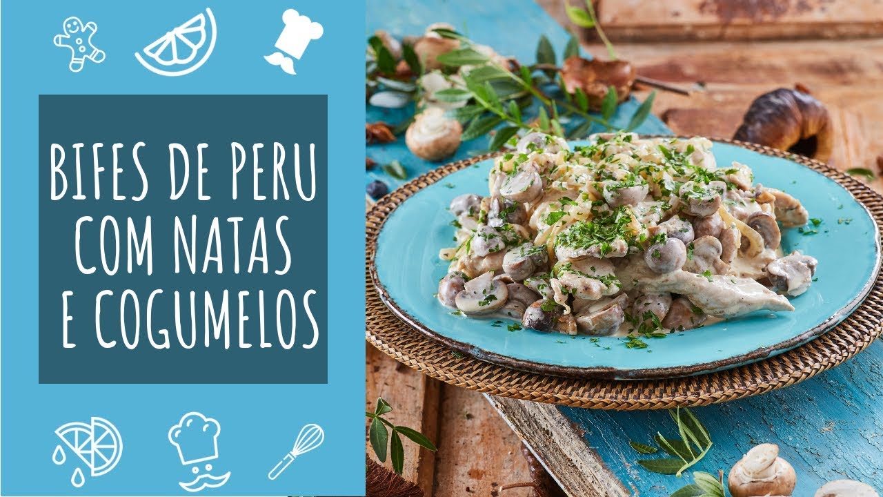 Bifes de Peru com Natas e Cogumelos