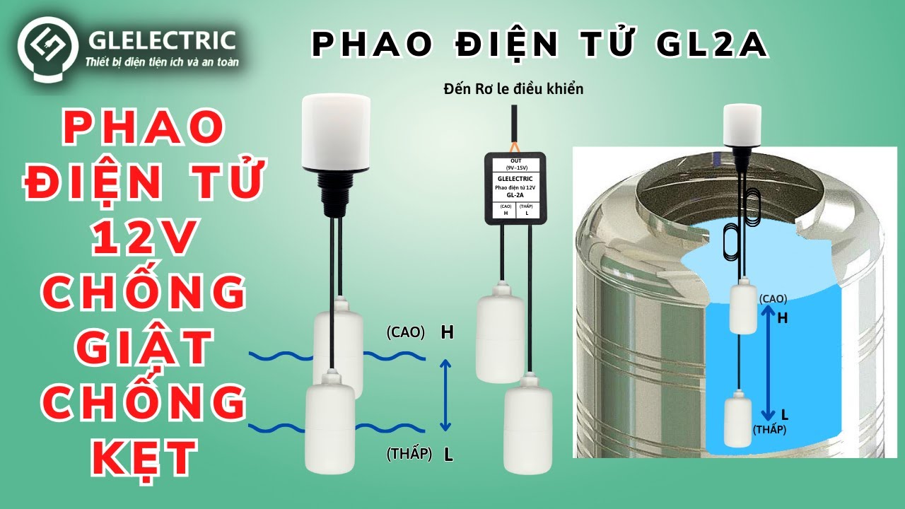 Phao điện 12V- Phao điện tử GL2A - Cách đấu phao điện bồn nước an toàn