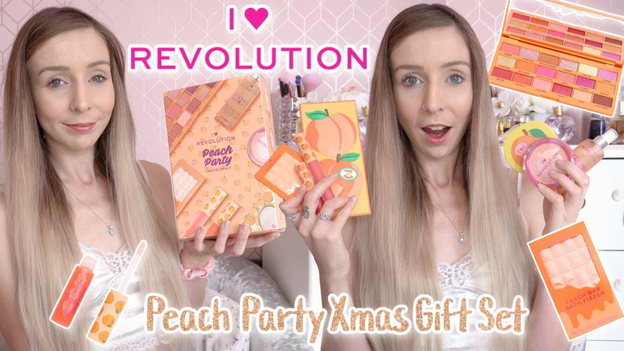 I HEART REVOLUTION 'PEACH PARTY' MAKEUP GIFT SET CHRISTMAS 2022 🎄🍑