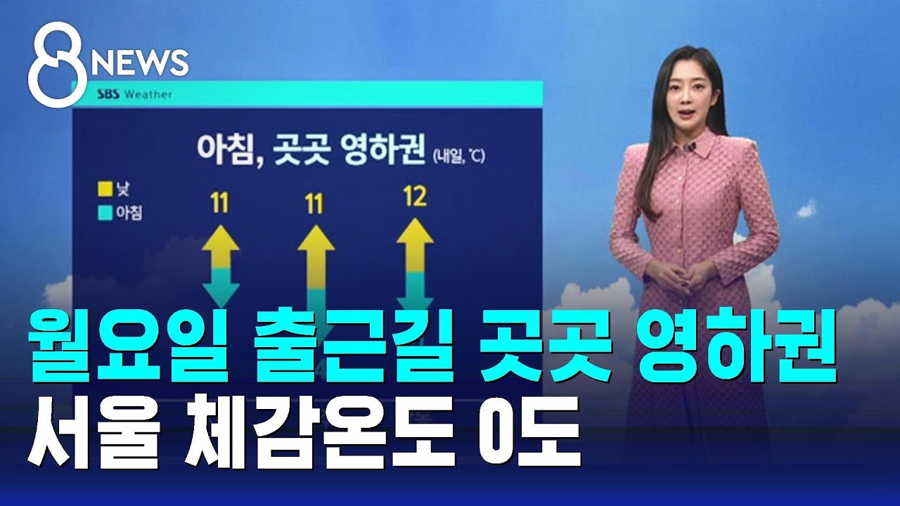 [날씨] 월요일 출근길 곳곳 영하권…서울 체감온도 0도 / SBS 8뉴스