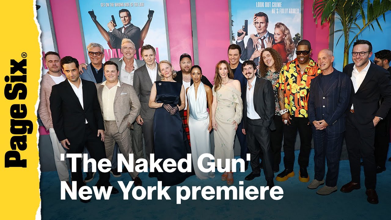 See the looks from 'The Naked Gun' New York premiere: Pamela Anderson, Liam Neeson, more