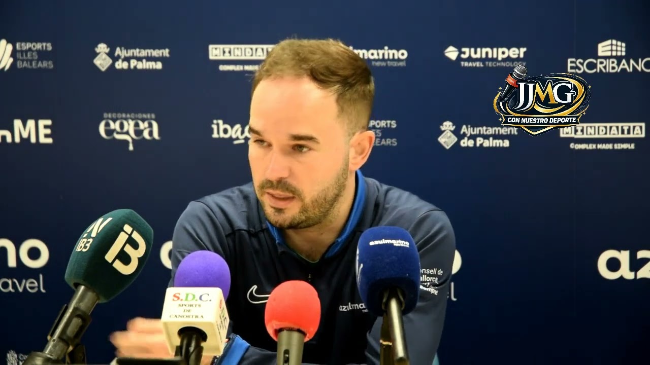 Rueda de prensa de Alberto Antuña entrenador del Azul Marino New Travel Mallorca Palma