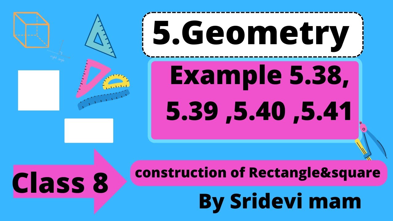 TN 8th ch 5 geometry example 5.38,5.39,5.40,5.41 construction of rhombus explained by Sridevi Mam