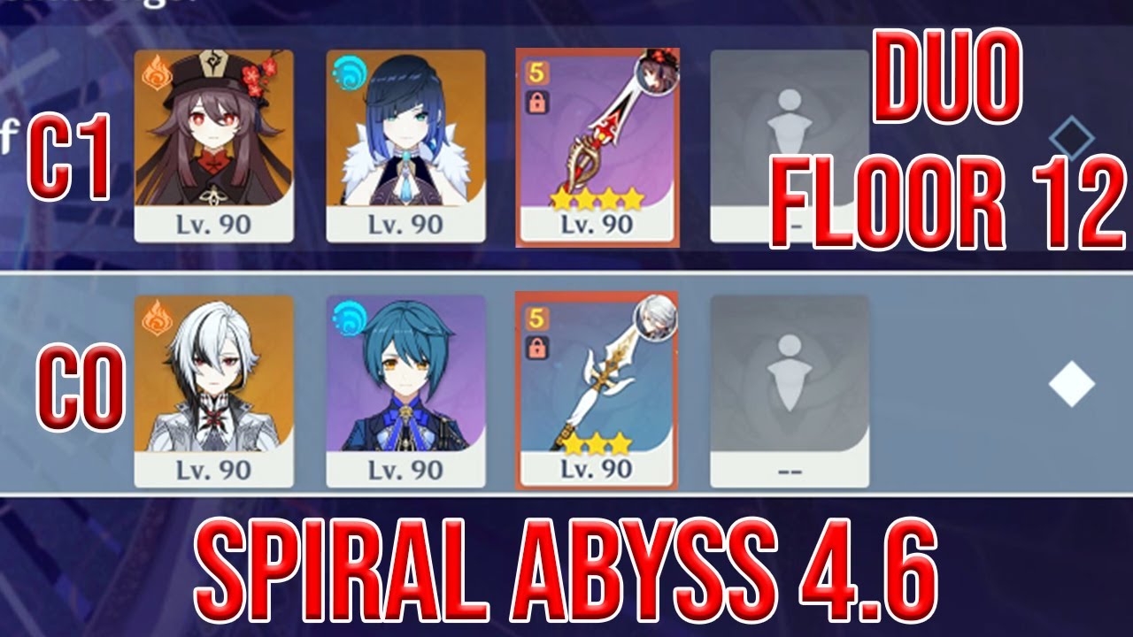 [Duo] C1 Hu Tao Dragon's Bane & C0 Arlecchino white tassel | Spiral Abyss Floor 12 | Genshin Impact