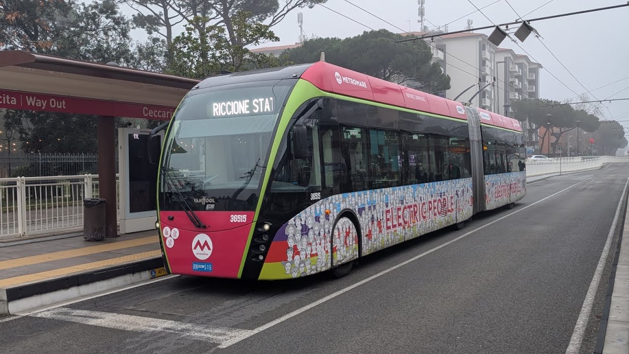 Metromare trolleybus BRT, Riccione-Rimini, Italy, January 2026