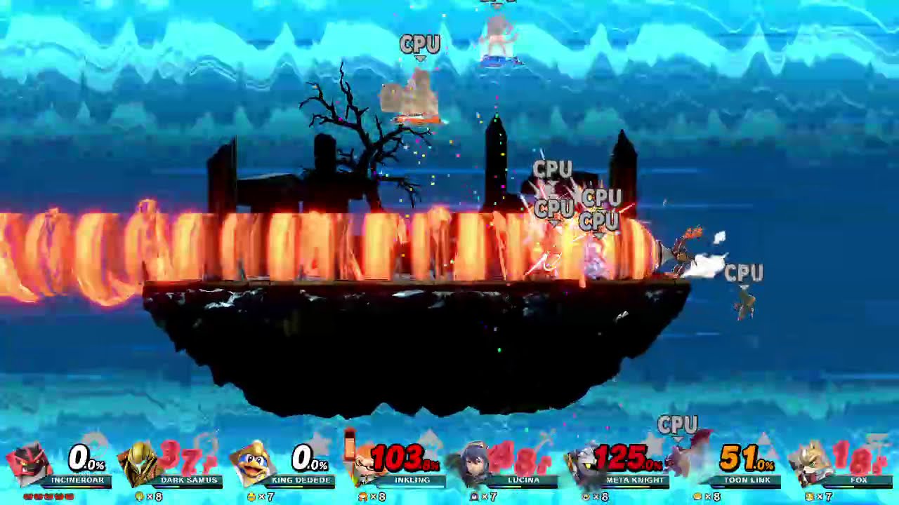 Super Smash Bros Ultimate 8 Player CPU Battle on Spear Pillar Omega Form