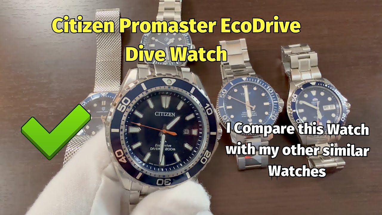 Citizen Promaster Blue Dive EcoDrive with comparision to other blue dive watches