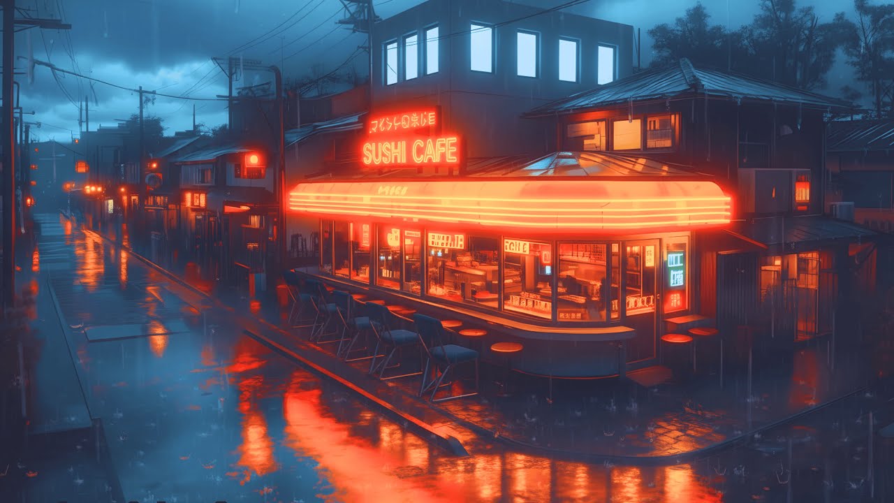 Late Night Focus Lofi 🌙 Tokyo Café Midnight Rain with 1980s & 90s Chill Beats