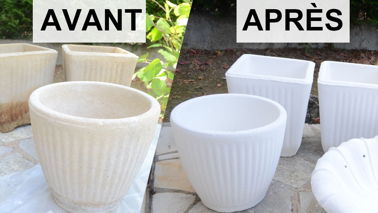 PEINDRE UN POT DE FLEUR EN PIERRE OU EN B&Eacute;TON | RELOOKING POT DE FLEUR