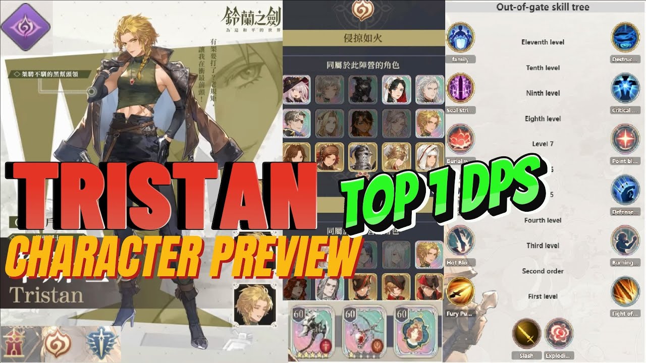 (Character Preview) Tristan - TOP 1 DPS - Sword of Convallaria - Skill Tree & Detail Guide!