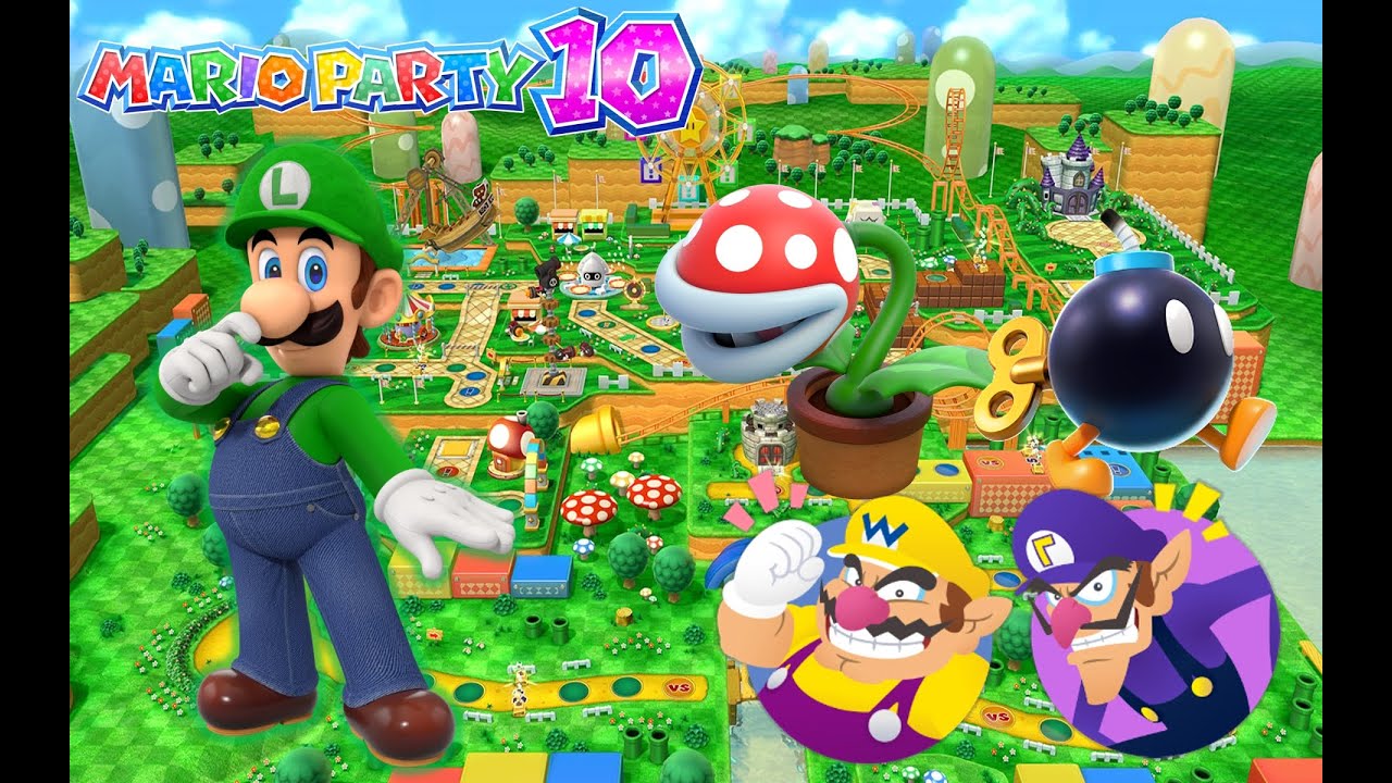 Mario Party 10 - Luigi vs Wario vs Waluigi - Mushroom Park