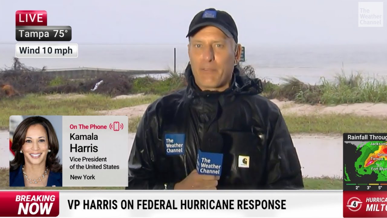 Вице-президент Камала Харрис обсуждает ураган Милтон с телеканалом Weather Channel