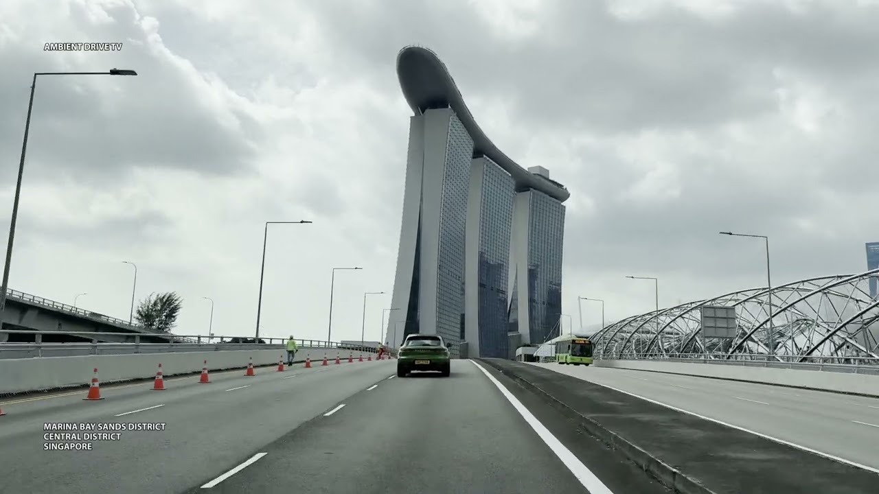DRIVING SINGAPORE 4K - MARINA BAY SANDS DISTRICT - AMBIENT DRIVE TV