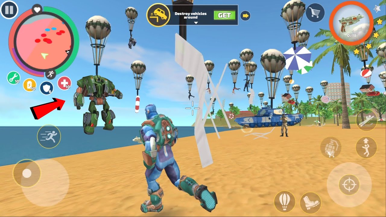 Rope Hero: Vice Town (ROPE HERO WITH BALLOON GUN) Car Robot Fly with a Balloon - Android Gameplay HD