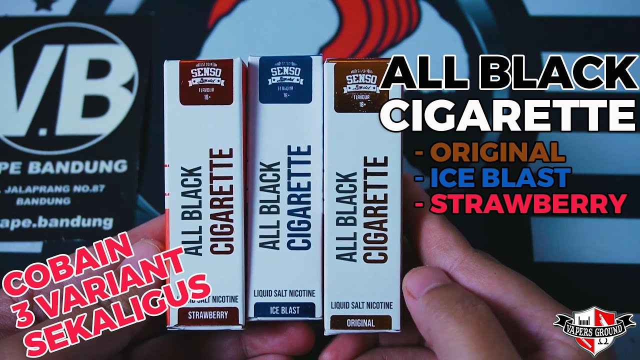 Cobain 3 Variant All Black Cigarette ORIGINAL, ICE BLAST, STRAWBERRY By SENSO LIQUID