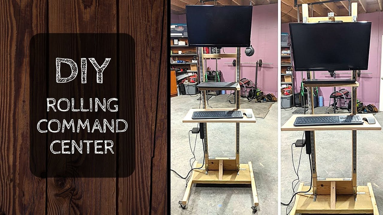 DIY Command Center - A Rolling Adjustable Height Desk on a Budget
