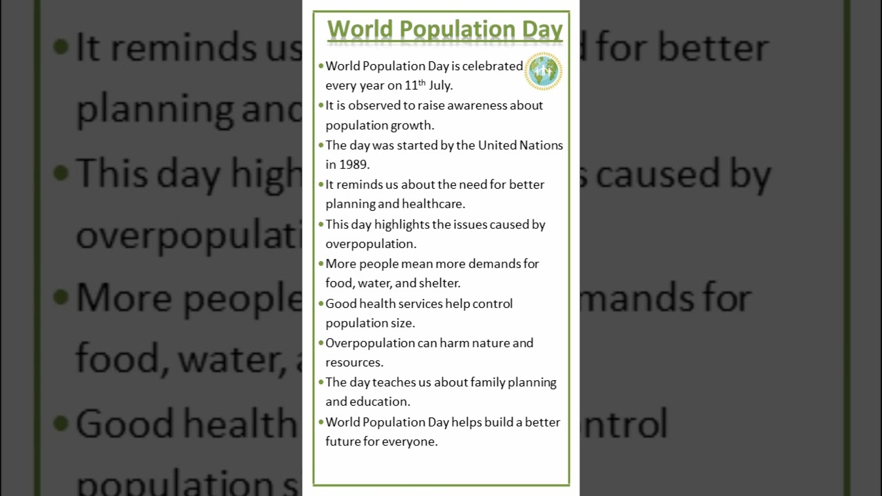 Essay on World Population Day | about World Population Day 