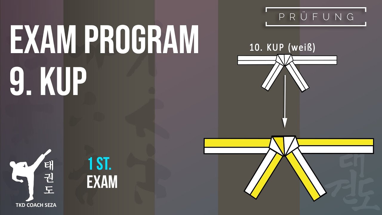 DTU Prüfungsprogramm zum 9. KUP (weiß-gelben Gürtel) Taekwondo Exam 9. KUP BELT-TEST