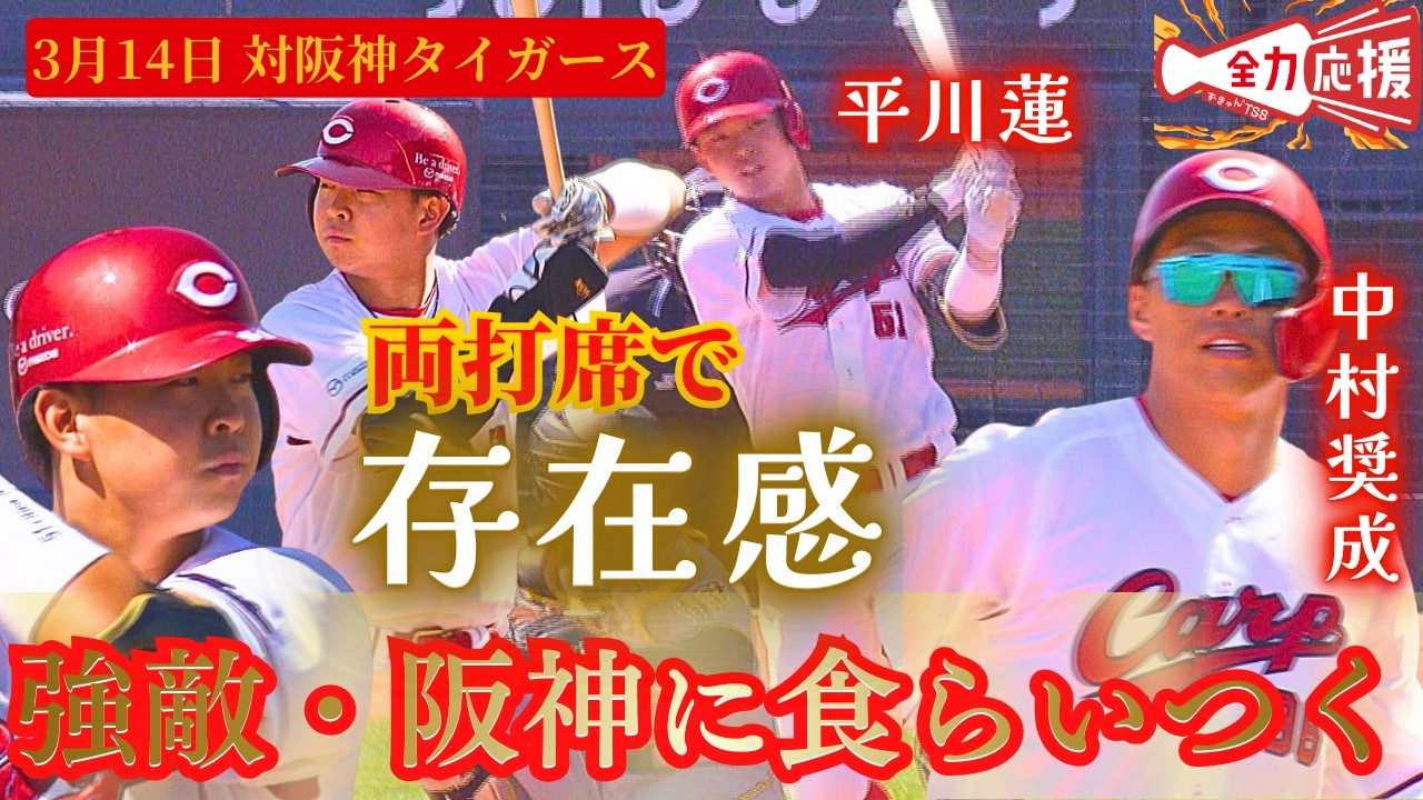 【オープン戦】強敵・阪神から中村奨成と平川蓮が食らいつくマルチ安打！！2人でチャンスを演出🔥【球団認定】カープ全力応援チャンネル