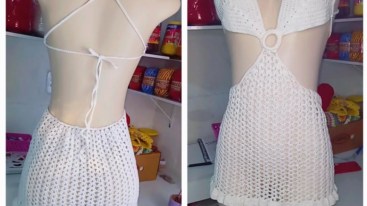 Saida de praia branca /vestido de crochê branco #croche #viraliza #saídadepraia  #fimdeano 
