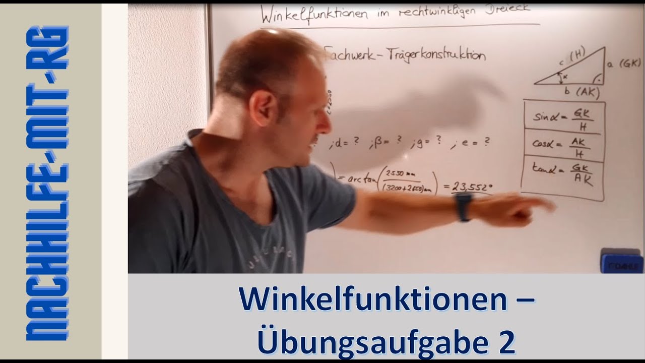 Winkelfunktionen im rechtwinkligen Dreieck | Übungsaufgabe Fachwerk | Winkelfunktionen berechnen