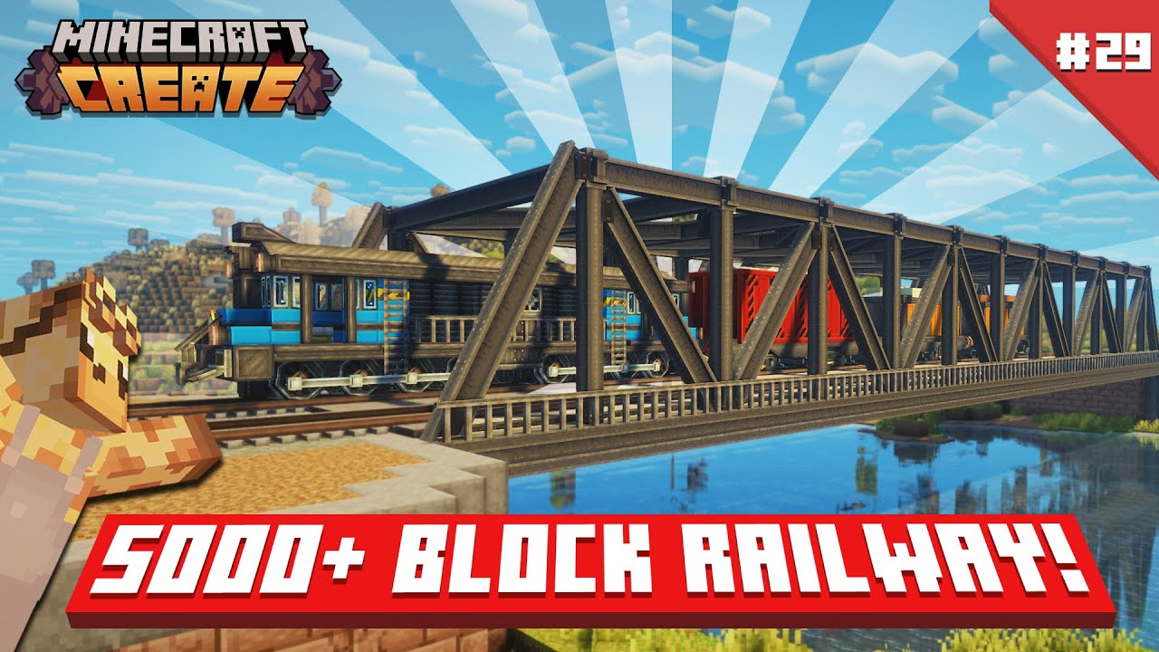 I Built a 5000+ BLOCK RAILWAY in Minecraft Create Mod! [#29]