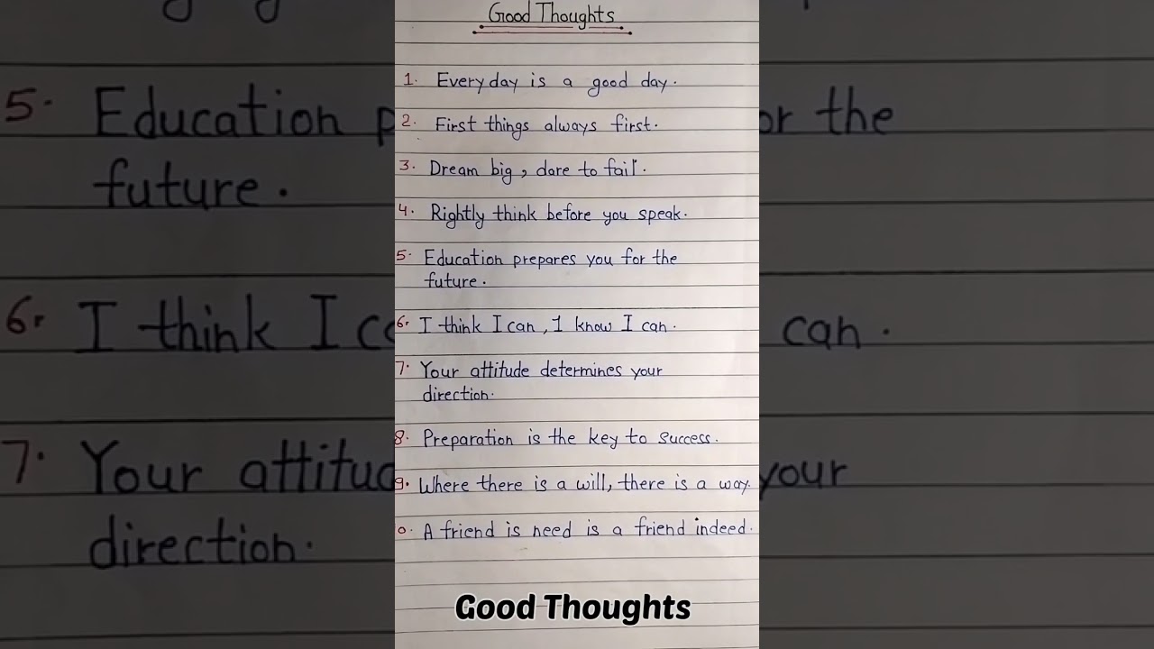 10 lines on Good Thoughts / short essay on Good Thoughts #shorts #youtubeindia