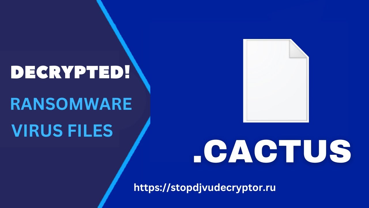 CACTUS Ransomware Virus Removal and Encrypted Data Recovery | CACTUS Ransomware Decryptor