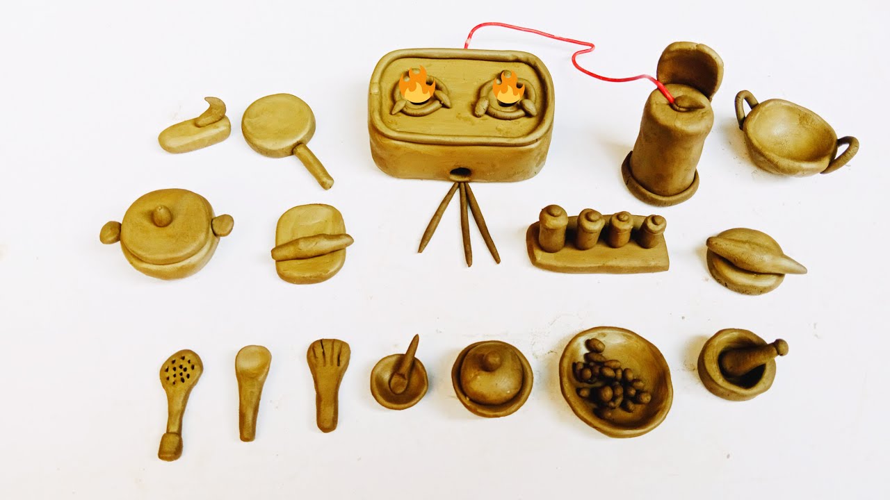 Miniature Kitchen Set |  Real Cooking Amazon | #claycrafts  #clayartcreations