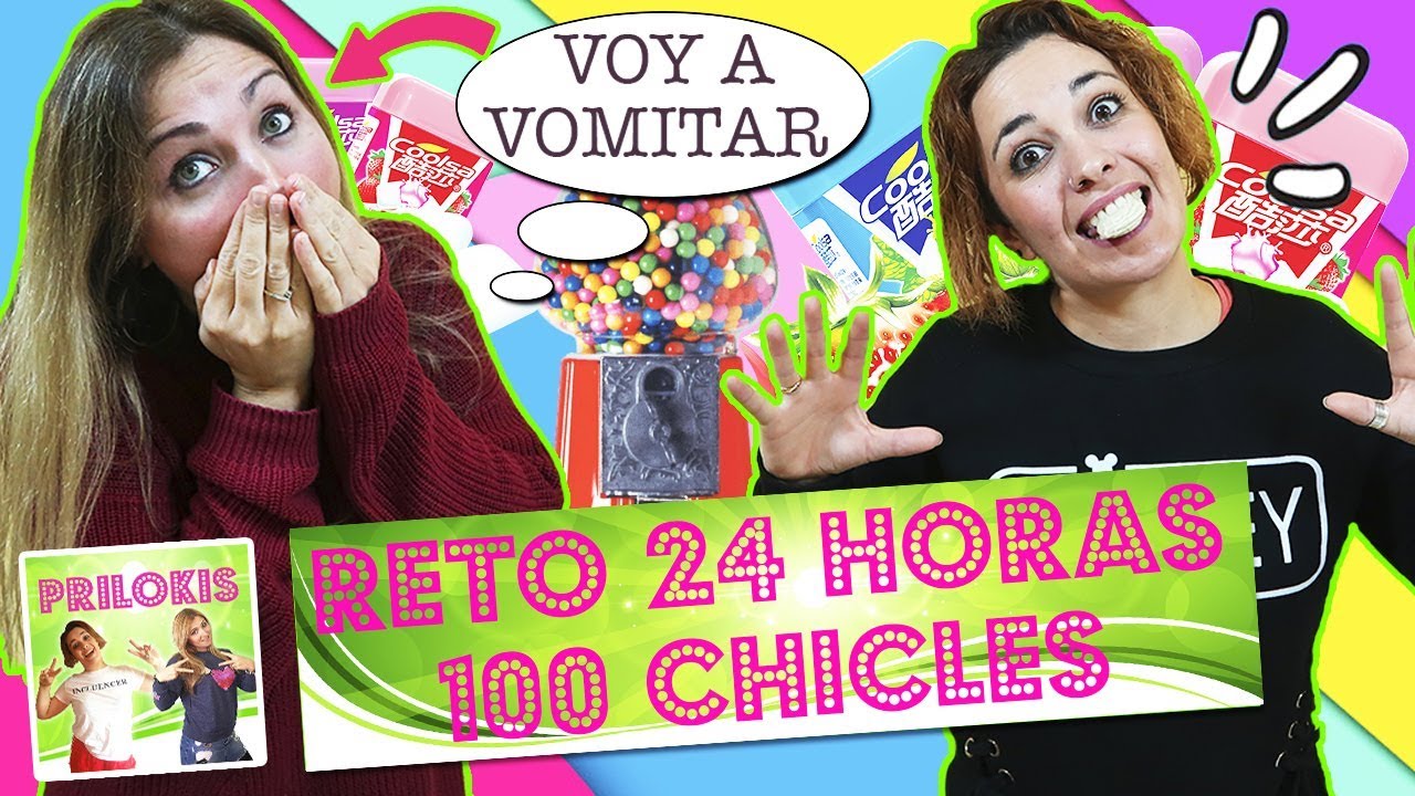 😱¡RETO EXTREMO! 😱 24 HORAS con 100 CHICLES🍬  ¿AGUANTAREMOS? RETO de los 100 CHICLES en mi BOCA