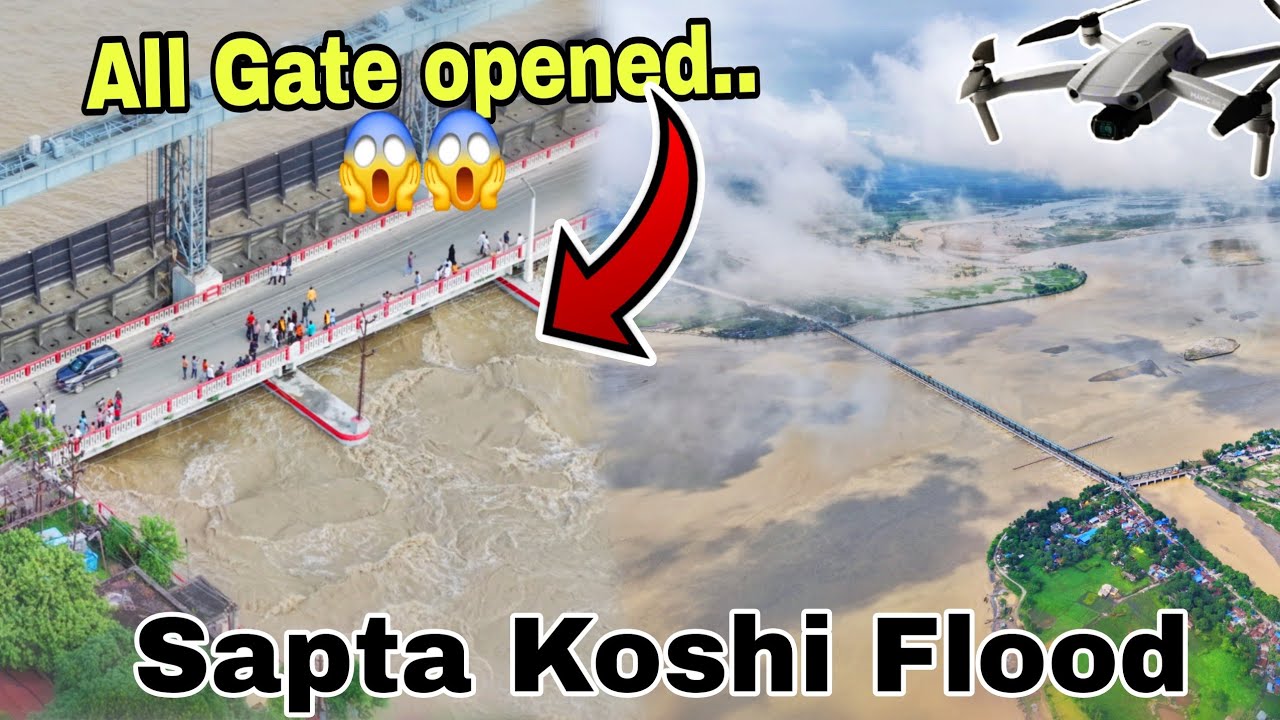 Sapta Koshi Flood Disaster 2025 | part 1Drone View of All Gate Opened at Drowned Villages djiair3s