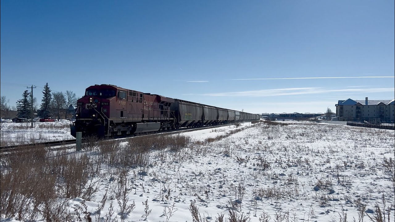 Solo Leader! CP 8783 Leads Grain Empties North through Airdrie AB