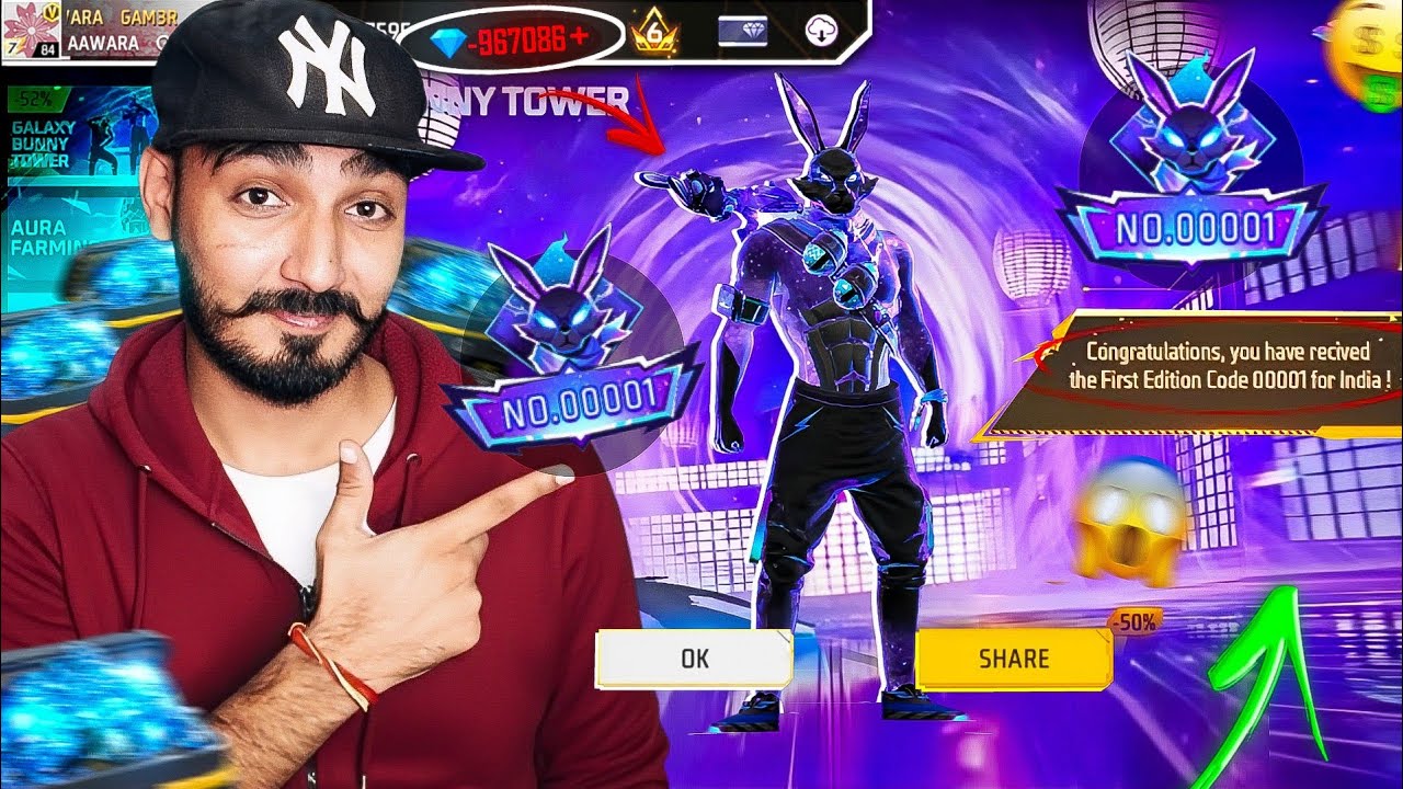 Finally I Got 00001 Badge And Galactic  Bunny Bundle 😳 RIP 100000 Diamonds 😭 Garena Free Fire