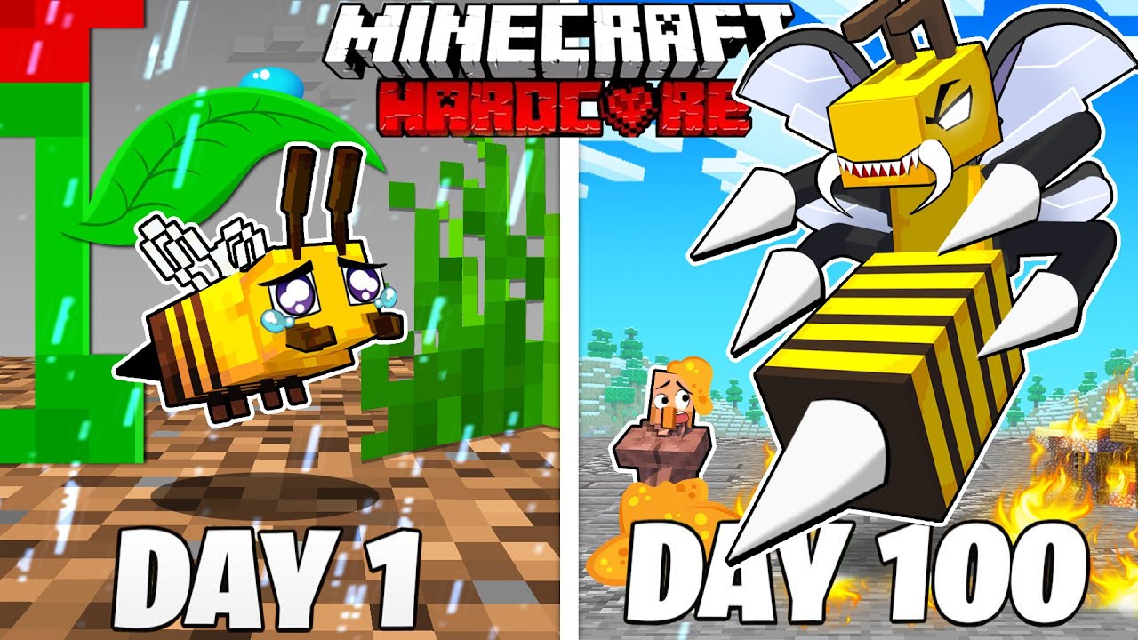 I Survived 100 Days as a KILLER BEE in HARDCORE Minecraft