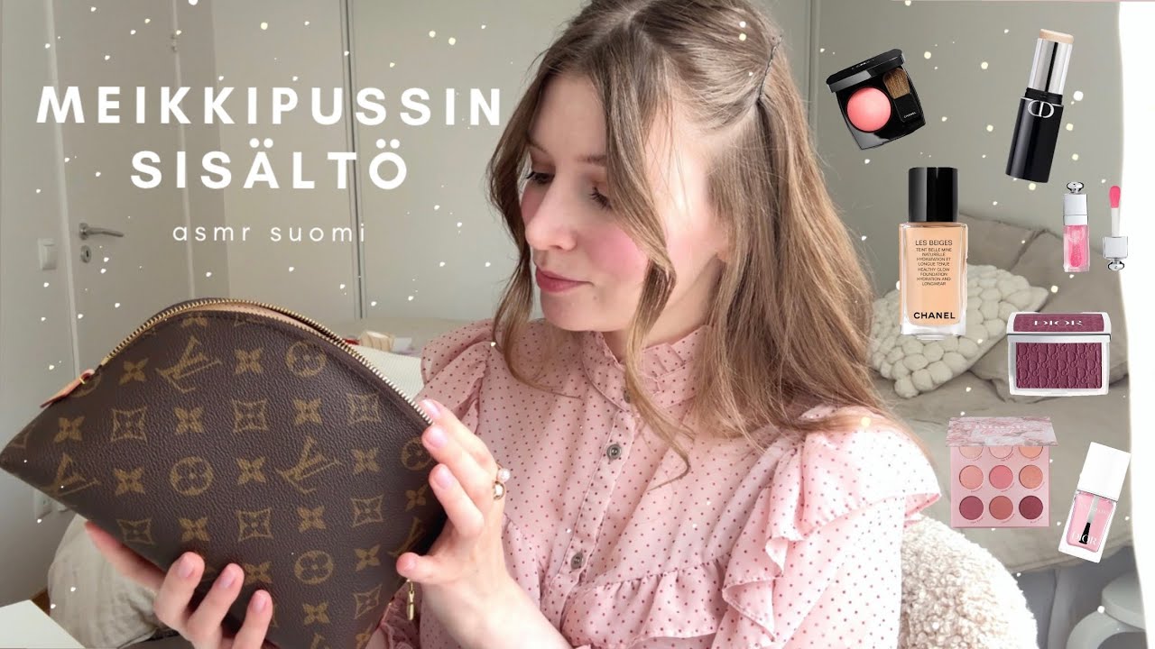 ASMR suomi | Mitä on minun meikkipussissa 💄 What's in my Makeup Bag, Louis Vuitton Cosmetic Pouch