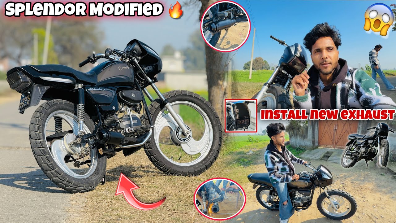SPLENDOR MODIFIED😱 || Install New Sc Project Exhaust  || Superb Sound🔥 || Splendor Modified 2025😍💯