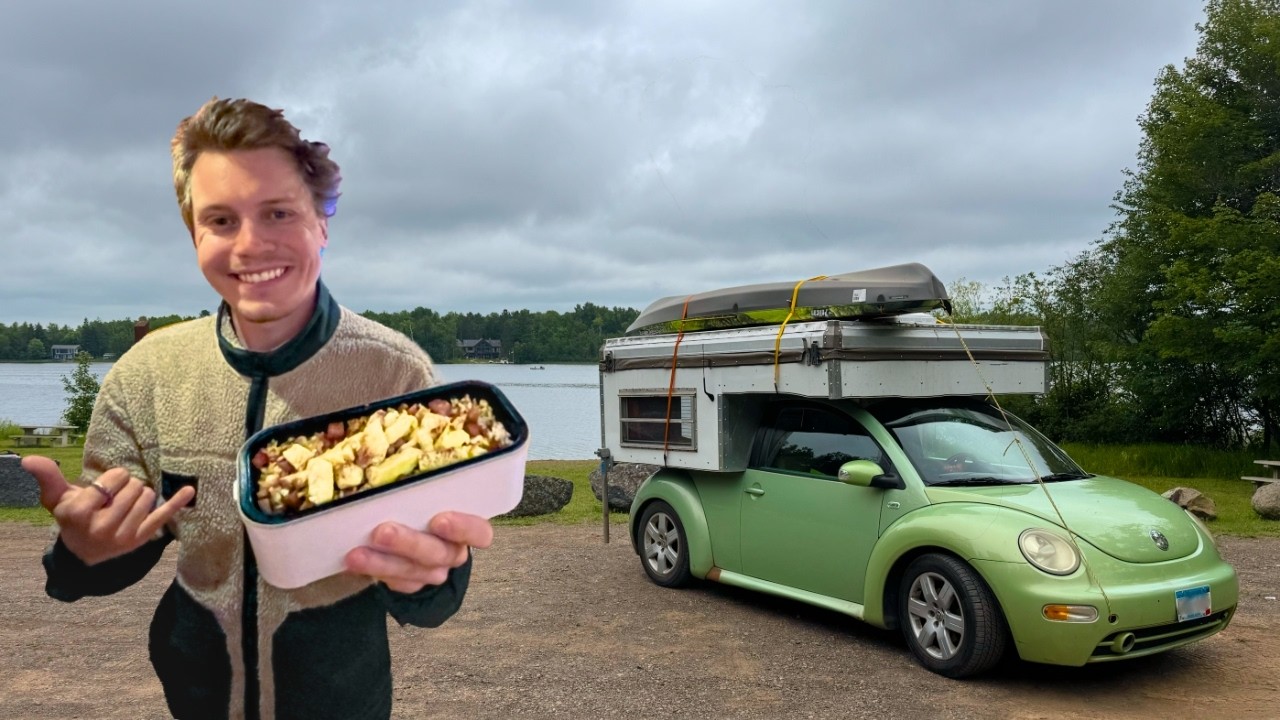 Overnight in Small Car Camper - Spam Fried Rice