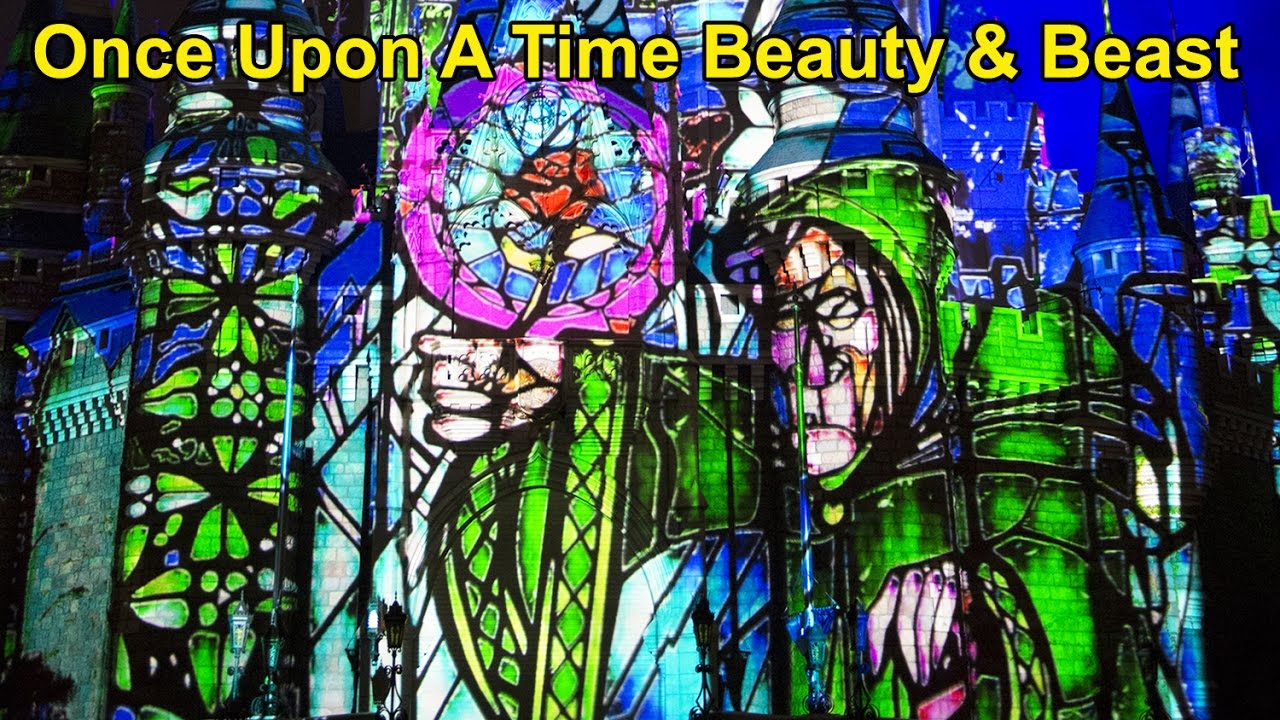 NEW Once Upon A Time Castle Projection Show - Beauty & The Beast Segment & Finale, Magic Kingdom